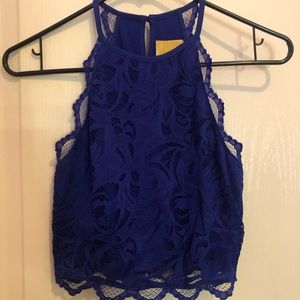 Lace halter crop top